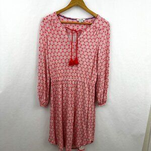 Boden Red and White Patterned Dress